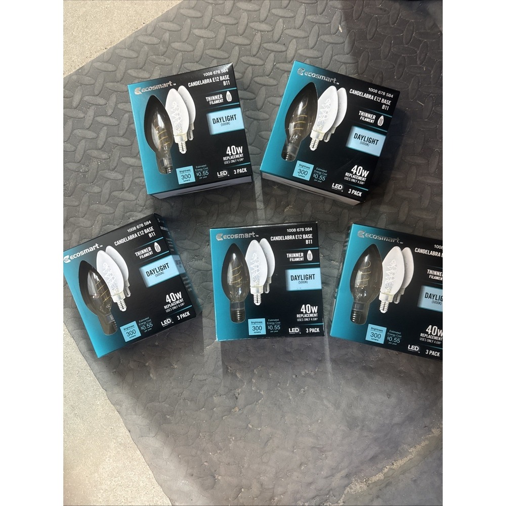 5xEcoSmart candelabra E12 base B11 thinner filament daylight 40 W 3-pack